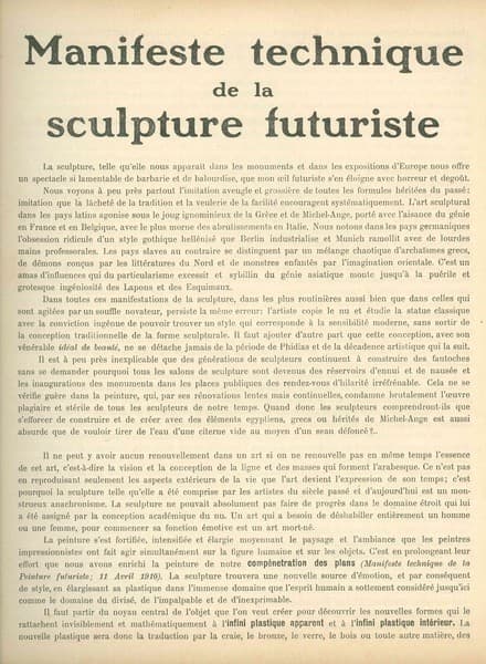 Manifesto futurista Manifeste technique de la sculpture futuriste