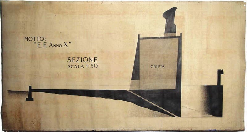 Sezione del progetto per un Monumento  al Marinaio Italiano a Brindisi