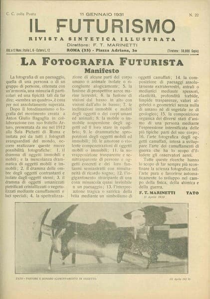 Manifesto futurista “Il Futurismo” Rivista sintetica illustrata La fotografia futurista
