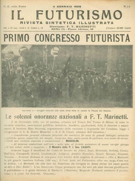 “Il Futurismo” Rivista sintetica illustrata Primo congresso futurista