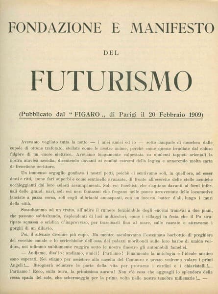 Manifesto futurista Fondazione e Manifesto del Futurismo