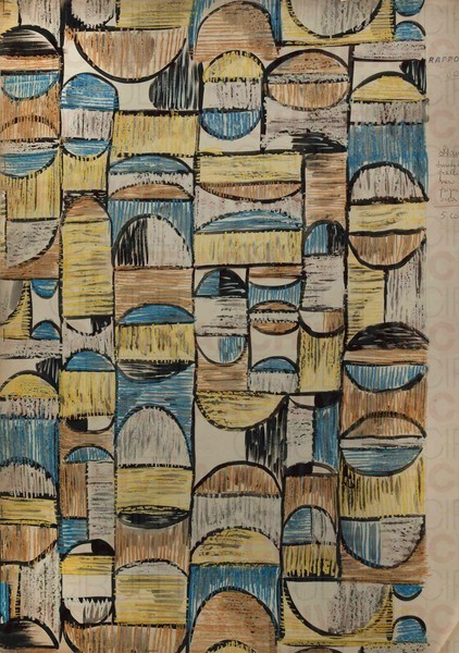 Progetto grafico di tessuto per la XI Triennale di Milano - esposizione internazionale delle arti decorative e industriali moderne e dell’architettura moderna