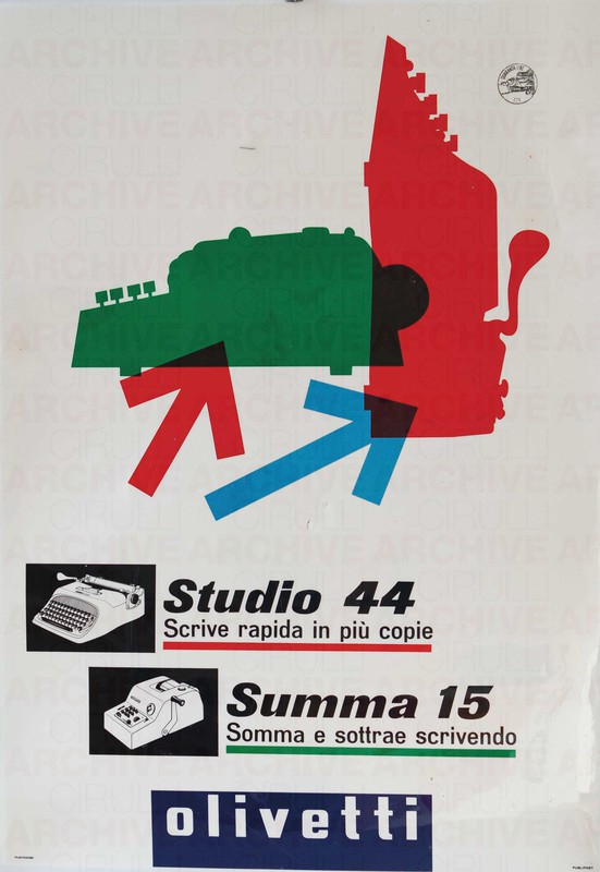 Studio 44 “Scrive rapida in più copie”
Summa 15 “ Somma e sottrae scrivendo
Olivetti